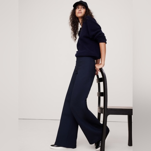 NWT Banana Republic Wide Leg Everywhere Ponte Hyper Navy Blue Pant Sz S (603873) - Picture 3 of 9